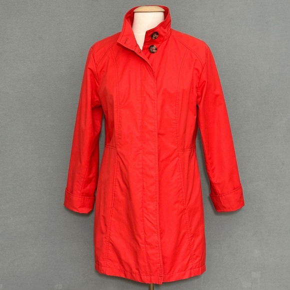 Eddie Bauer Womens Jacket L Orange All Weather Rain Coat Lightweight Outdoors - Picture 1 of 16